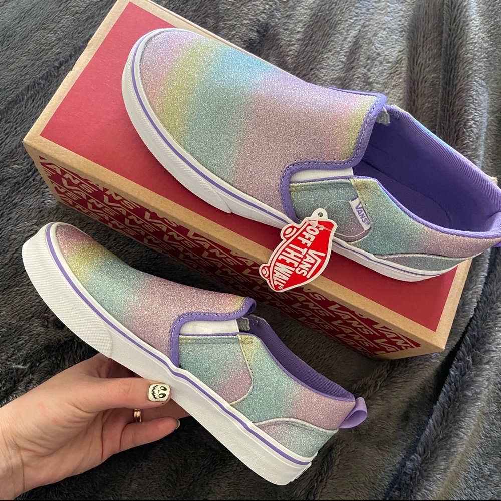 Rainbow Glitter Asher Vans Youth 6 NIB - Picture 1 of 5